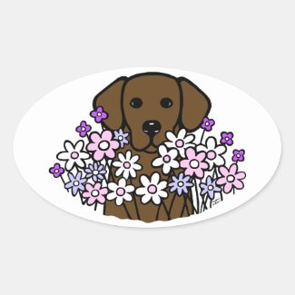 Beautiful Soul Chocolate Labrador Illustration 2 Oval Sticker