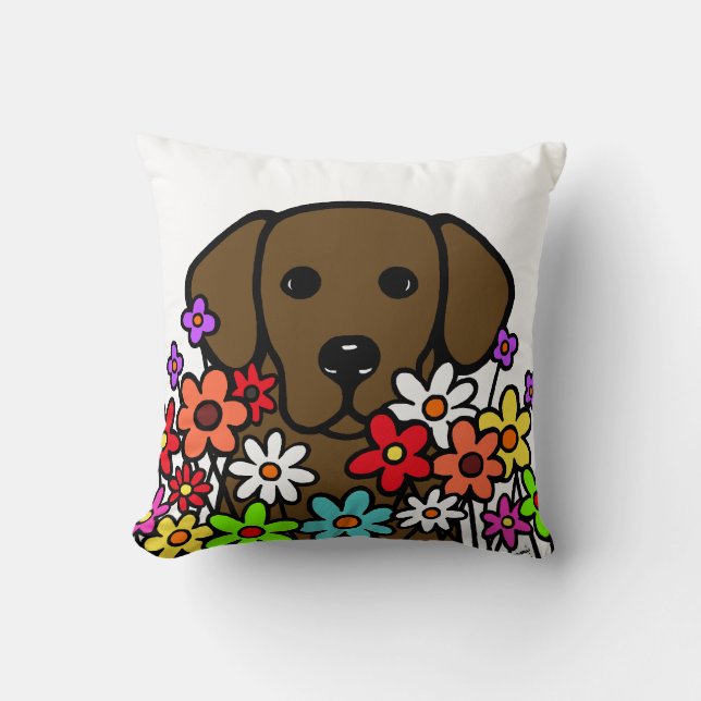 Beautiful Soul Chocolate Labrador Illustration Throw Pillow (Front)