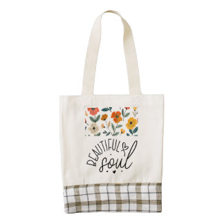 Beautiful Soul Floral Graphic design Inspirational Zazzle HEART Tote Bag