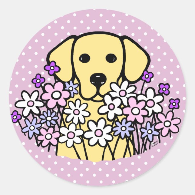 Beautiful Soul Yellow Labrador Illustration 2 Classic Round Sticker (Front)