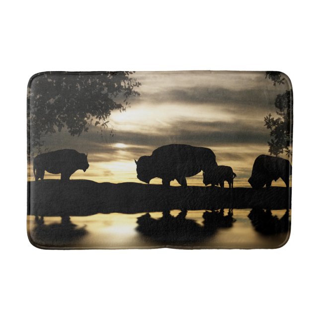 Beautiful Southwestern Bathmat featuring Buffaloes (Front)