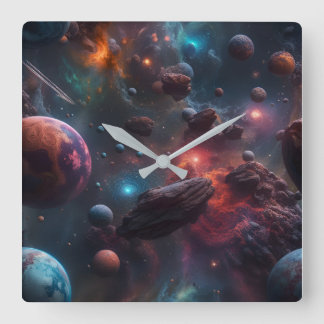 Beautiful Space Poster Square Wall Clock