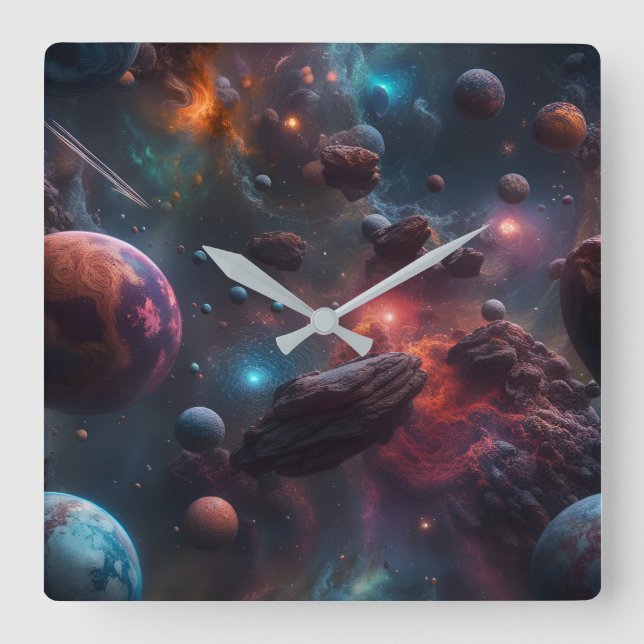 Beautiful Space Poster Square Wall Clock (Front)
