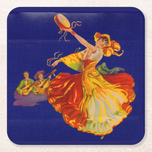 beautiful Spanish dancer Square Paper Coaster (Front)