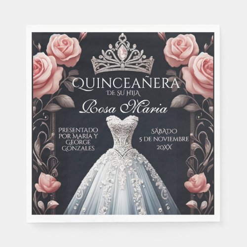 Beautiful Spanish Quinceaera Rose Napkins