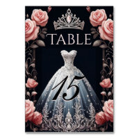 Beautiful Spanish Quinceañera Rose Table Number