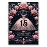 Beautiful Spanish Quincea&#241;era Rose Table Number