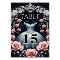 Beautiful Spanish Quinceañera Rose Table Number