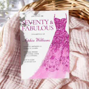 Beautiful Sparkle Dress 70th Birthday Party Invitation