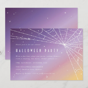 Beautiful Sparkling Spider Web Halloween Party Invitation