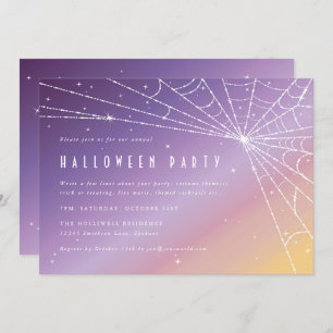 Beautiful Sparkling Spider Web Halloween Party Invitation