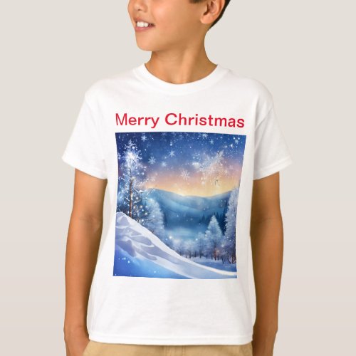 Beautiful Sparkling Winter Kids T_Shirt  Scenic T