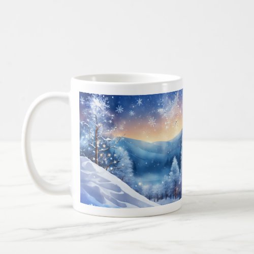 Beautiful Sparkling Winter Mug  Scenic Snow