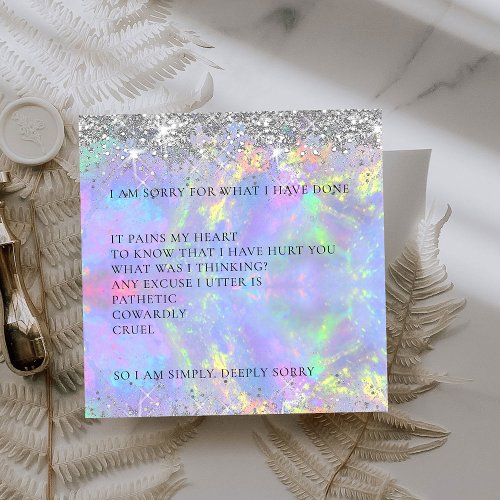 Beautiful Sparkly Glitter Iâm sorry apology Card
