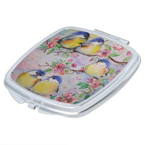 Beautiful Sparrows v Spring Compact Mirror