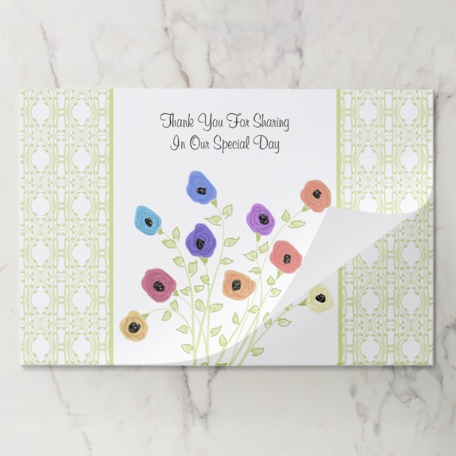 Beautiful Special Wedding Day Paper Placemats (Folded)