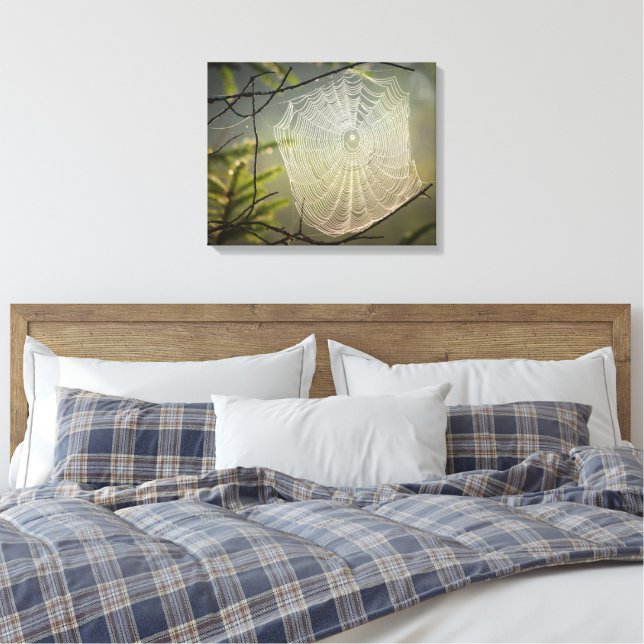 Beautiful Spider Web in the Forest on Canvas Print (Insitu(Bedroom))