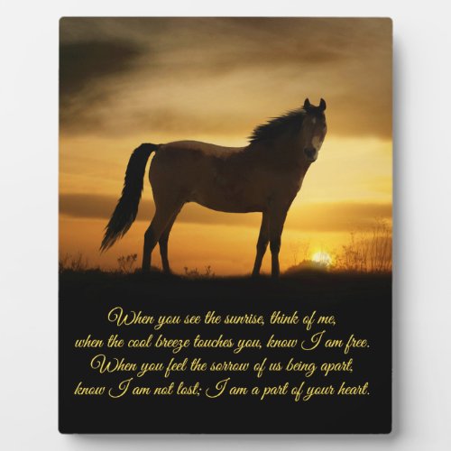 Beautiful Spirit Memorial Poem Horse in Sunset Plaque
