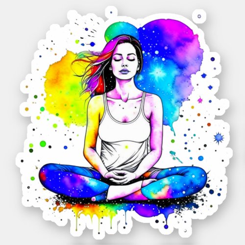 Beautiful Spiritual Art Lady Meditating  Sticker