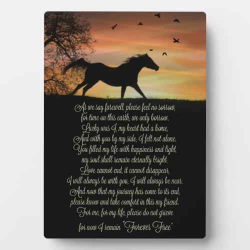 Beautiful Spiritual Horse Memorial with Poem Plaque