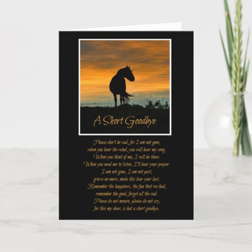 Beautiful Spiritual Horse Sympathy With Poem Card