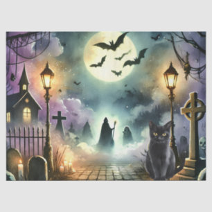 Beautiful Spooky Haunted Halloween Decoupage Tissue Paper