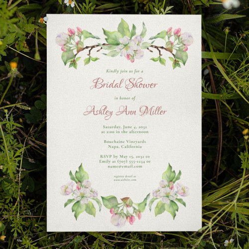 Beautiful Spring Apple Blossom Bridal Shower Invitation