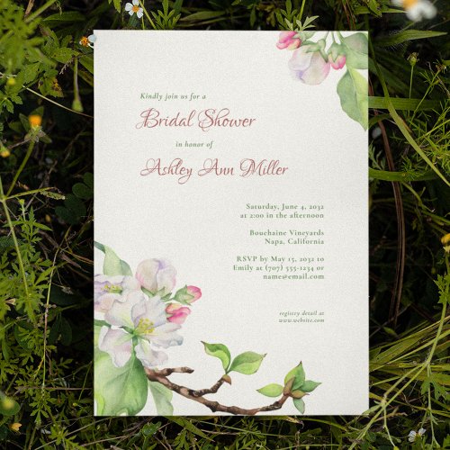 Beautiful Spring Apple Blossom Bridal Shower Invitation