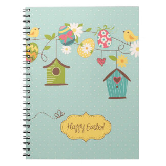 Beautiful Spring Background with Bird Houses Notebook
