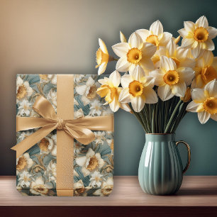 Beautiful Spring Baroque Daffodils Floral Pattern Wrapping Paper
