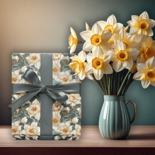 Beautiful Spring Baroque Daffodils Floral Pattern Wrapping Paper