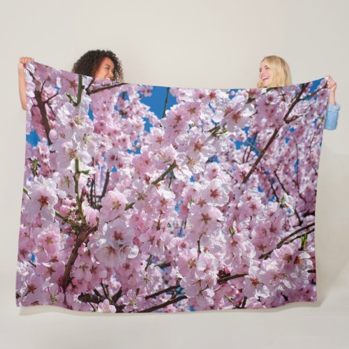 Beautiful Spring Cherry Blossoms Fleece Blanket