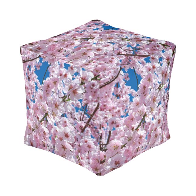 Beautiful Spring Cherry Blossoms Pouf (Angled Front)