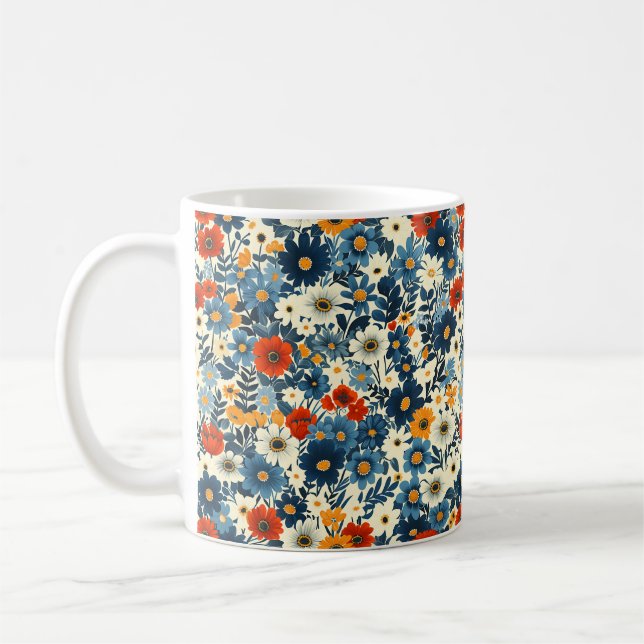 Beautiful Spring Colorful Girly Wildflowers Coffee Mug (Left)