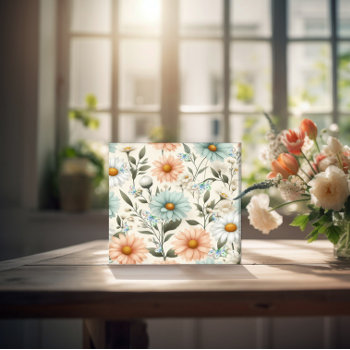 Beautiful Spring Daisies Butterflies Ceramic Tile by AutumnRoseMDS at Zazzle