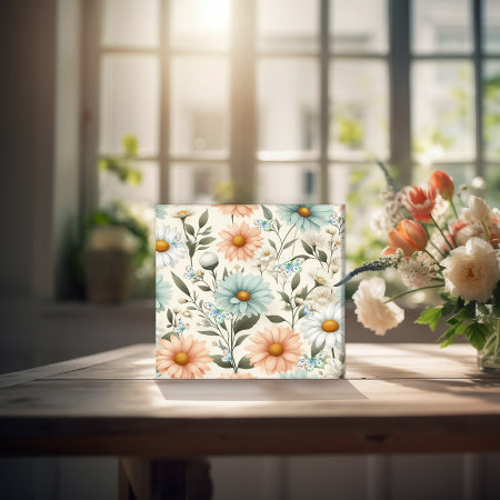 Beautiful Spring Daisies Butterflies Ceramic Tile