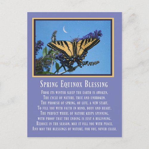 Beautiful Spring Equinox Blessing Poem Butterfly Postcard