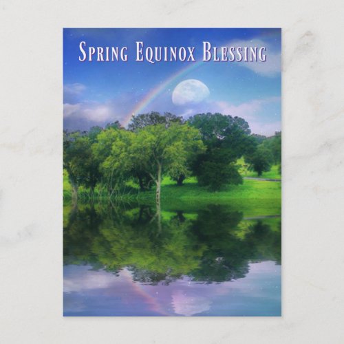 Beautiful Spring Equinox Ostara Blessings Rainbow Postcard