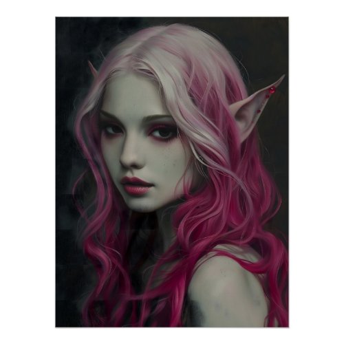 Beautiful Spring Fairy Young Woman Fantasy Glossy  Poster