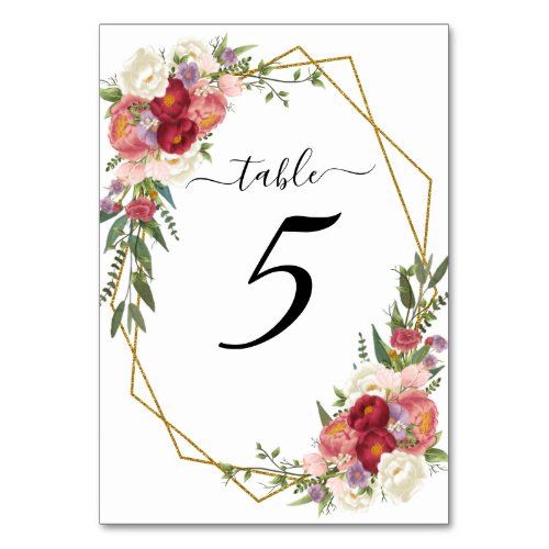 Beautiful Spring Floral  Table Number