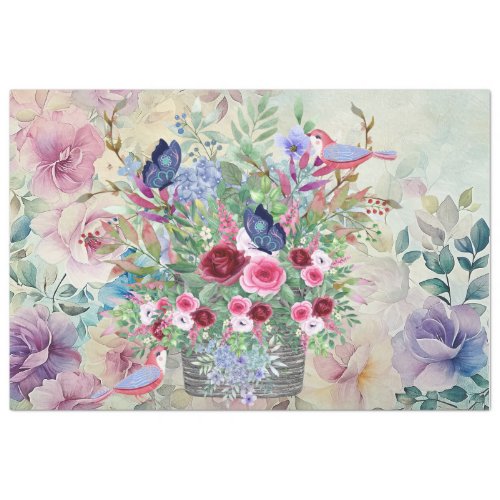 Beautiful Spring Florals Birds  Butterflies Tissue Paper