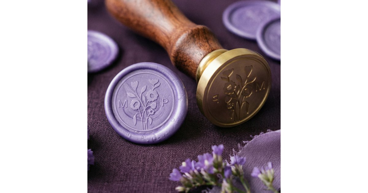 Beautiful Spring Flower Bouquet Monogram Wedding Wax Seal Stamp | Zazzle