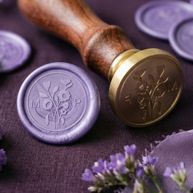 Beautiful Spring Flower Bouquet Monogram Wedding Wax Seal Stamp (Beautiful Spring Flower Bouquet Monogram Wedding Wax Seal Stamp)
