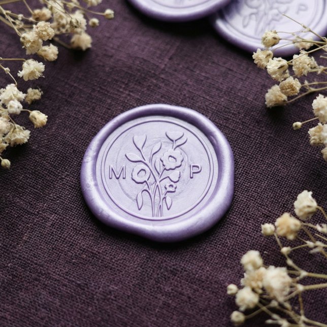 Beautiful Spring Flower Bouquet Monogram Wedding Wax Seal Sticker (Beautiful Spring Flower Bouquet Monogram Wedding Wax Seal Sticker)