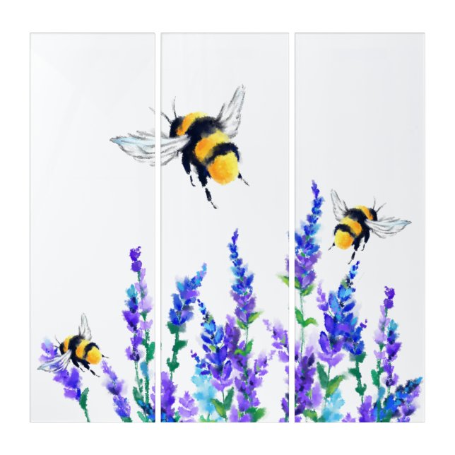 Beautiful Spring Flowers and Bees Drawing Triptych (Front)