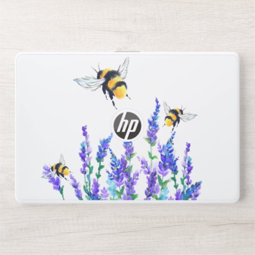 Beautiful Spring Flowers and Bees Flying _ Drawing HP Laptop Skin