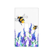 Beautiful Spring Flowers and Bees Flying - Drawing Light Switch Cover