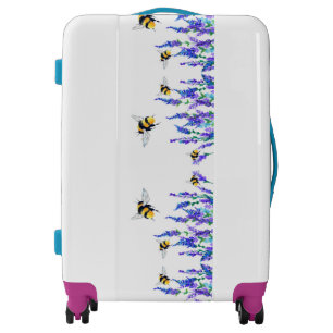 Beautiful Spring Flowers and Bees Flying - Drawing Luggage
