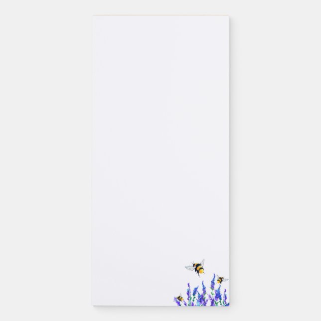 Beautiful Spring Flowers and Bees Flying - Drawing Magnetic Notepad (Front)