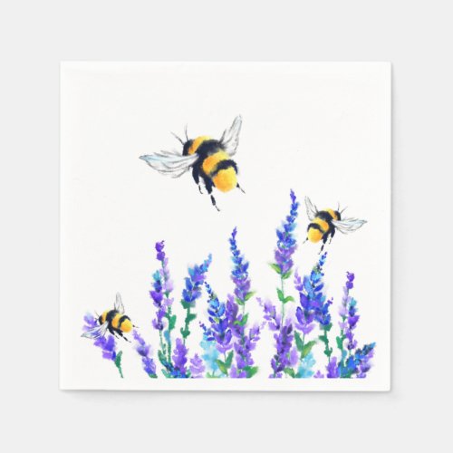 Beautiful Spring Flowers and Bees Flying _ Drawing Napkins